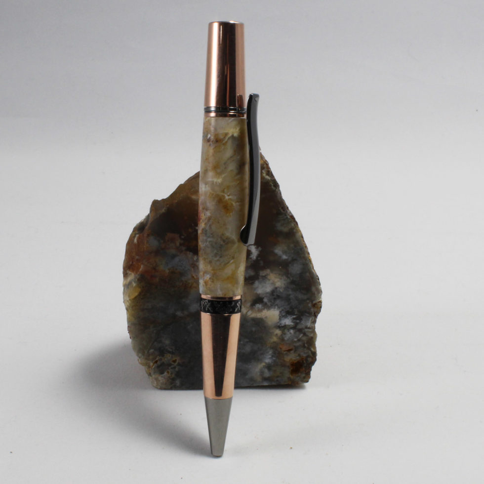Pink Lady Plume Agate Pen